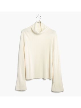 Madewell Cream Ivory Turtleneck Ribbed Sweater Bell Sleeve Knit Old Money Size M